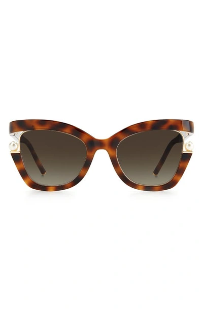 Carolina Herrera 53mm Cat Eye Sunglasses In Havana 2 / Grey Shaded Pink