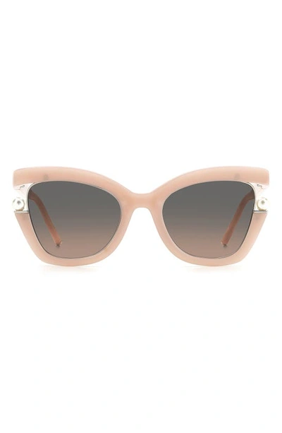 Carolina Herrera 53mm Cat Eye Sunglasses In Nude / Grey Shaded Pink
