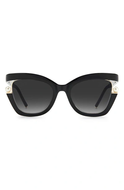 Carolina Herrera 53mm Cat Eye Sunglasses In Black / Grey Shaded