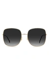 Carolina Herrera Square Sunglasses In Gold / Grey Shaded