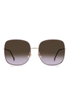 Carolina Herrera Tonal Striped Monogram Square Metal Sunglasses In Gold Lilac / Brown Violet