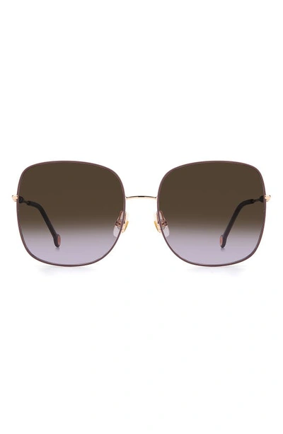 Carolina Herrera Tonal Striped Monogram Square Metal Sunglasses In Gold Lilac