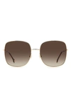 Carolina Herrera Tonal Striped Monogram Square Metal Sunglasses In Gold / Brown Gradient