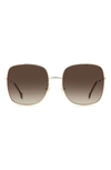 Carolina Herrera Tonal Striped Monogram Square Metal Sunglasses In Gold