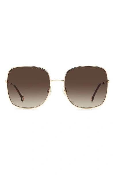 Carolina Herrera Tonal Striped Monogram Square Metal Sunglasses In Gold / Brown Gradient
