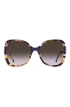 Carolina Herrera 55mm Gradient Square Sunglasses In Violet Havana / Brown