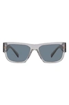 Versace 56mm Rectangle Sunglasses In Transparent Grey/ Dark Blue