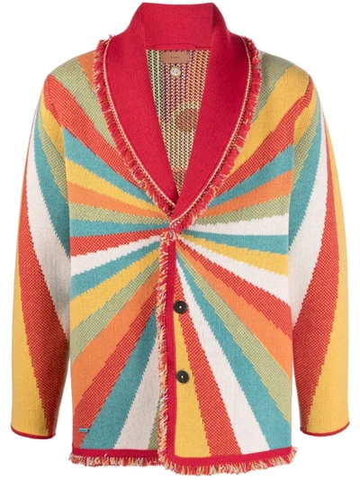 Alanui Psychedelic Lips Relaxed-fit Cashmere And Wool-blend Cardigan In Multi