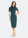 Dress The Population Gloria Front Zip Sheath Dress In Green