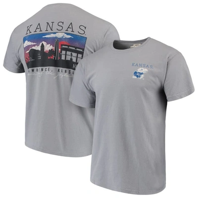 Image One Men's Gray Kansas Jayhawks Comfort Colors Campus Scenery T-shirt