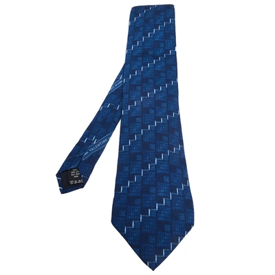 Pre-owned Valentino Garavani Navy Blue Printed Silk Tie