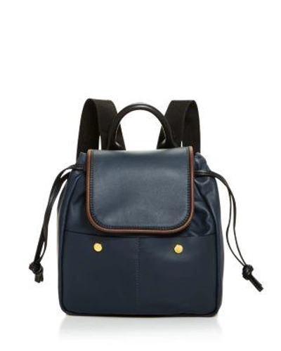 Marni Leather Backpack In Deep Blue/gold