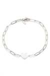 Anzie Amour Engravable Heart Pendant Bracelet In White Silver