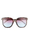 Quay Coffee Run 54mm Gradient Cat Eye Sunglasses In Tortoise / Purple Blue