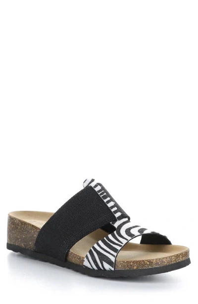 Bos. & Co. Lulu Wedge Slide Sandal In White/ Black