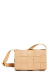 Bottega Veneta Intrecciato Leather Crossbody Bag In Almond Gold