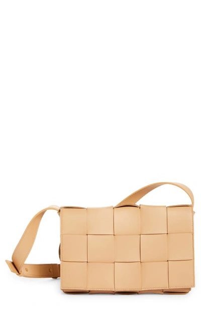 Bottega Veneta Intrecciato Leather Crossbody Bag In Almond Gold