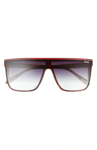 Quay Night Fall 52mm Gradient Flat Top Sunglasses In Tortoise Red / Fade