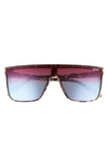 Quay Night Fall 52mm Gradient Flat Top Sunglasses In Tortoise / Purple Blue
