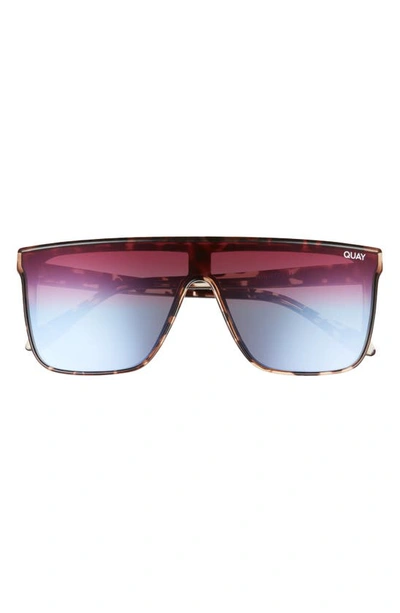 Quay Night Fall 52mm Gradient Flat Top Sunglasses In Tortoise / Purple Blue