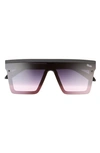 Quay Hindsight 67mm Shield Sunglasses In Black / Black Pink Fade