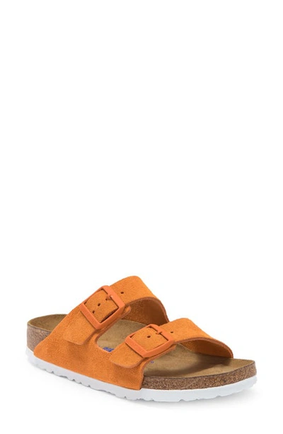 Birkenstock Arizona Soft Slide Sandal In Russet Orange Suede
