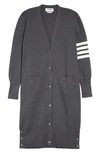 Thom Browne 4-bar Milano Stitch Elongated Cardigan In Med Grey