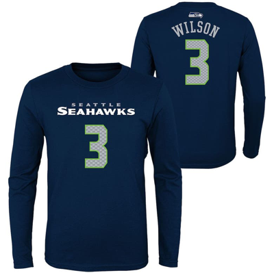 Outerstuff Kids' Youth Seattle Seahawks Russell Wilson College Navy Primary Gear Name & Number Long Sleeve T-shirt