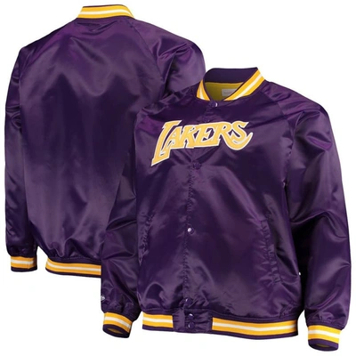 Mitchell & Ness Purple Los Angeles Lakers Big & Tall Hardwood Classics Raglan Satin Full-snap Jacket
