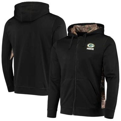 Dunbrooke Men's Black, Realtree Camo Green Bay Packers Decoy Tech Fleece Full-zip Hoodie In Black,realtree Camo