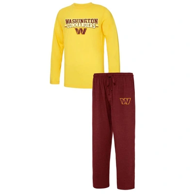 Concepts Sport Burgundy/gold Washington Football Team Meter Long Sleeve T-shirt & Pants Sleep Set