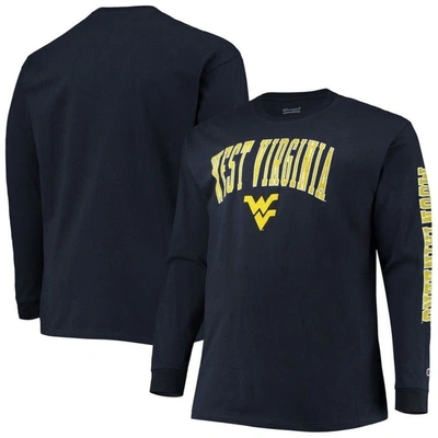 Champion Navy West Virginia Mountaineers Big & Tall 2-hit Long Sleeve T-shirt