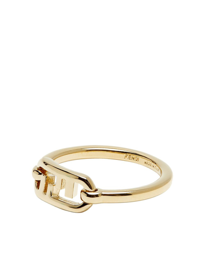 Fendi Gold Tone O'lock Ring In Or