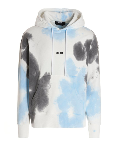 Msgm Cotton Sweatshirt With Tie Dye Effect Logo In Multi-colored