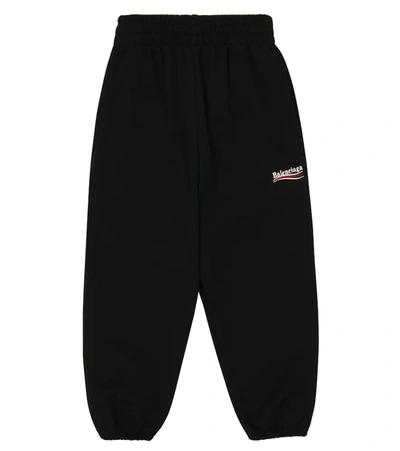 Balenciaga Logo Cotton Jersey Sweatpants In Black