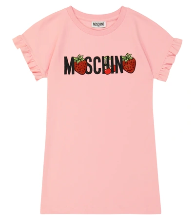 Moschino Kids' Ruffled-trimmed Jersey Dress In Sugar Rose