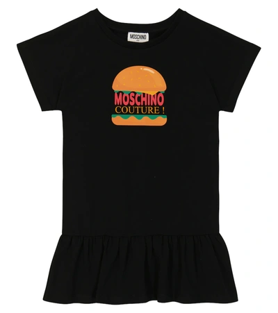 Moschino Kids' Logo Jersey Dress In Black
