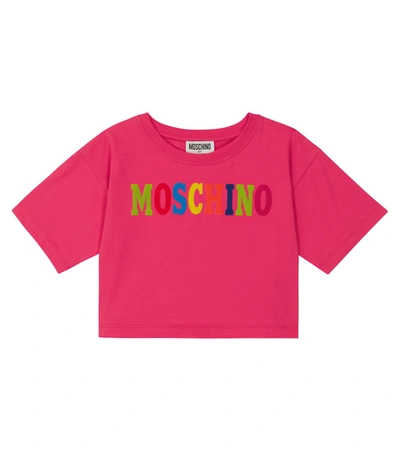 Moschino Kids' Logo Jersey T-shirt In Flambe Pink