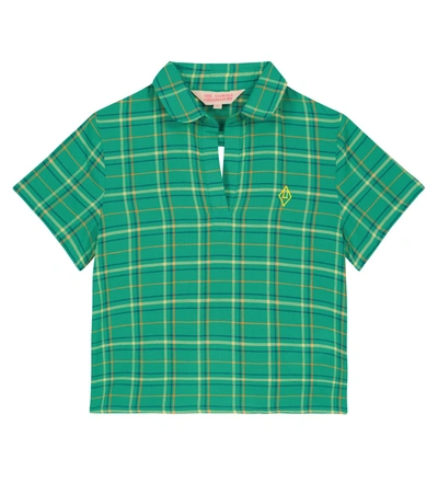 The Animals Observatory Kids' Kangaroo Checked Cotton Shirt In Green