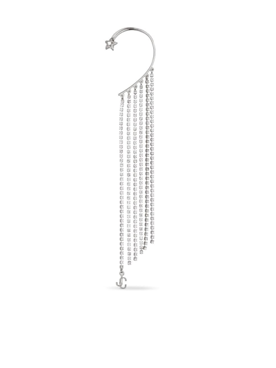 Jimmy Choo Crystal-embellished Single Ear Cuff In Silver/crystal