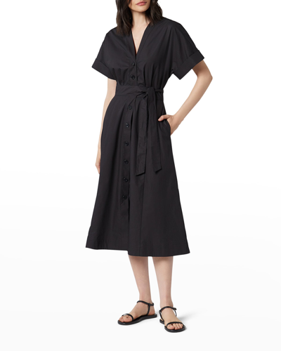 Equipment Calyer Black Cotton-poplin Midi Dress In True Black