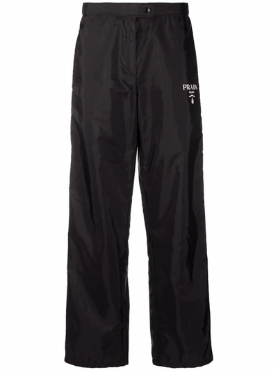 Prada Classic Zip-cuff Re-nylon Trousers In Black