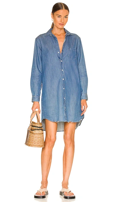 Frank & Eileen Mary Woven Button Up Dress In Blue