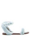 Valentino Garavani Fur-trimmed Sandals In Light Blue
