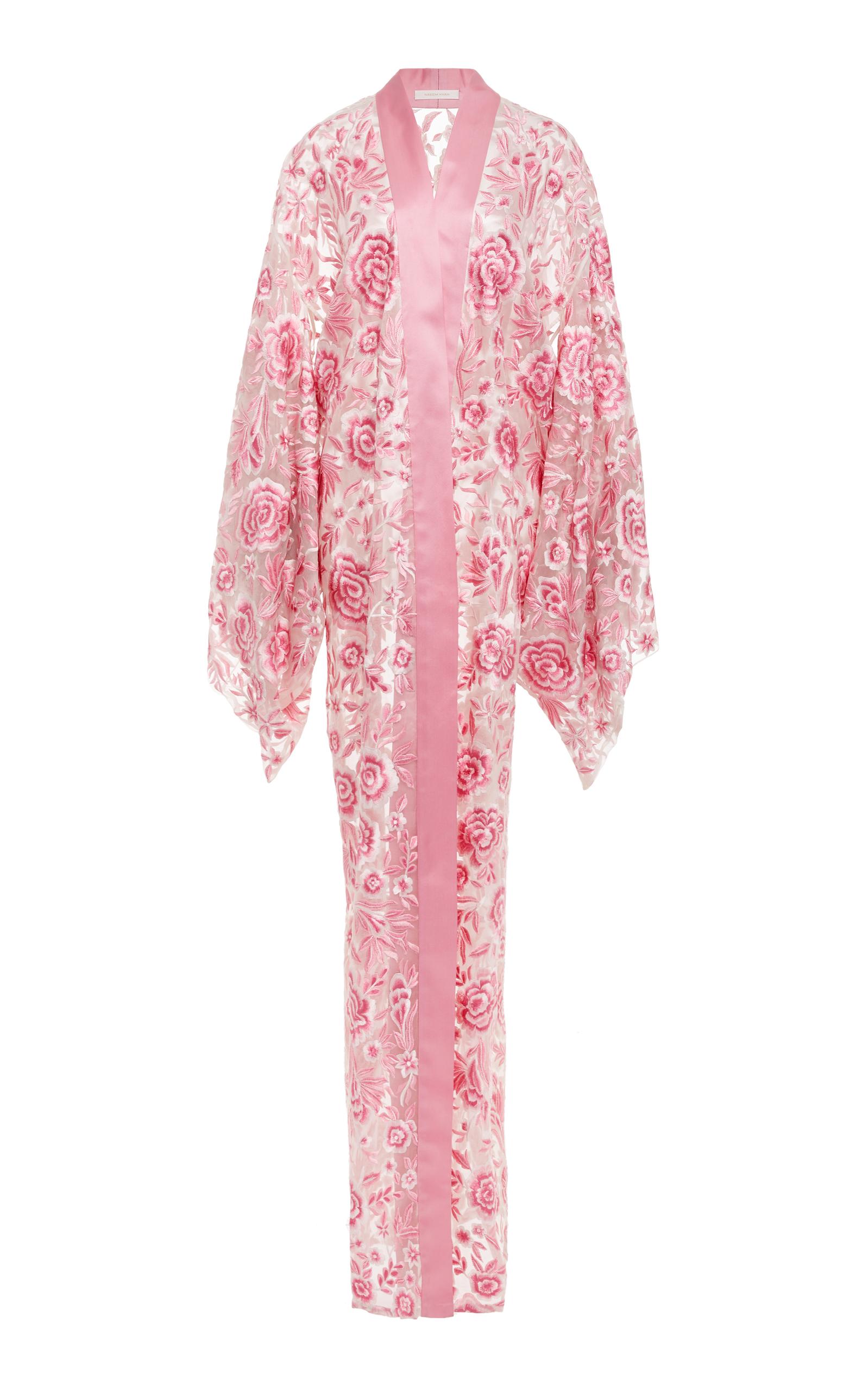 Naeem Khan Floral Silk Kimono In Pink | ModeSens