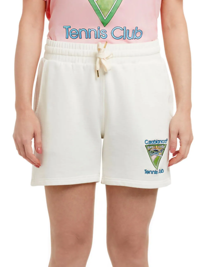 Casablanca Tennis Club Icon-embroidered Sweatshorts In White