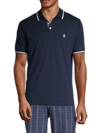 Original Penguin Tipped Drop Needle Organic Cotton Polo In Dark Sapphire