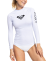 Roxy Juniors' Whole Hearted Long-sleeve Rashguard Women's Swimsuit In White
