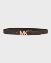 Michael Kors Reversible Logo And Leather Waist Belt In Brown