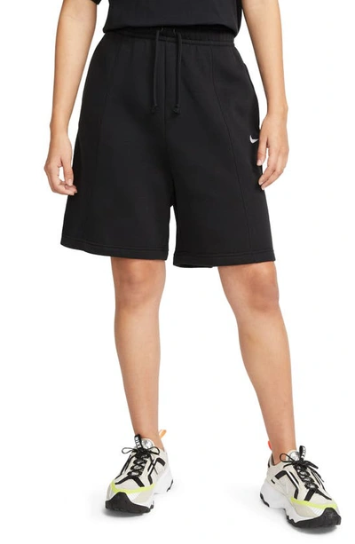 Nike Women's  Sportswear Essential Fleece High-rise Shorts In Black